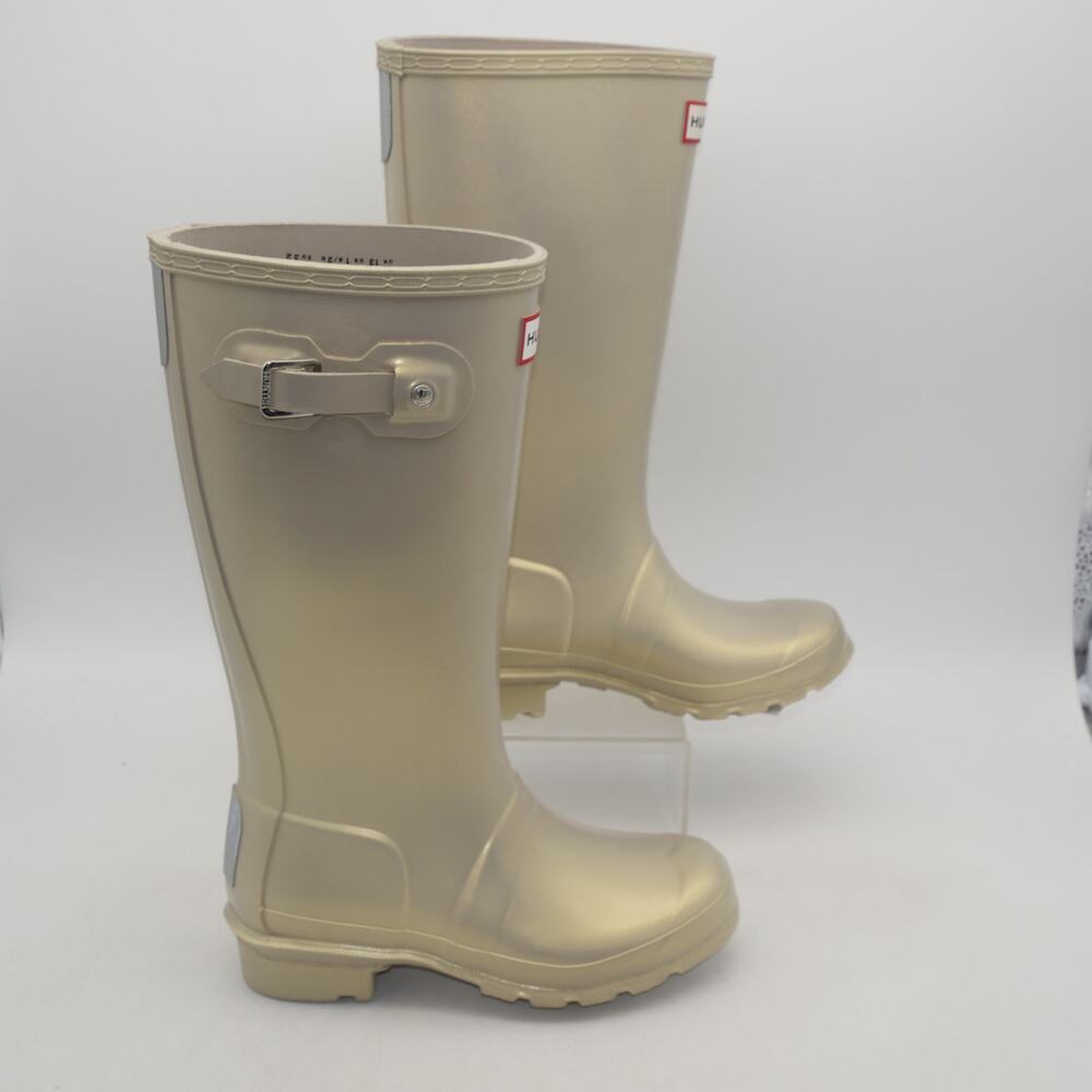 NEW HUNTER Kid's 2 Original Kids Nebula Rubber Rain Boots  Pale Gold UK 13 - Picture 5 of 10